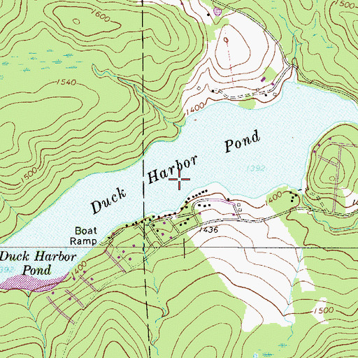 Topographic Map of Duck Harbor Pond, PA