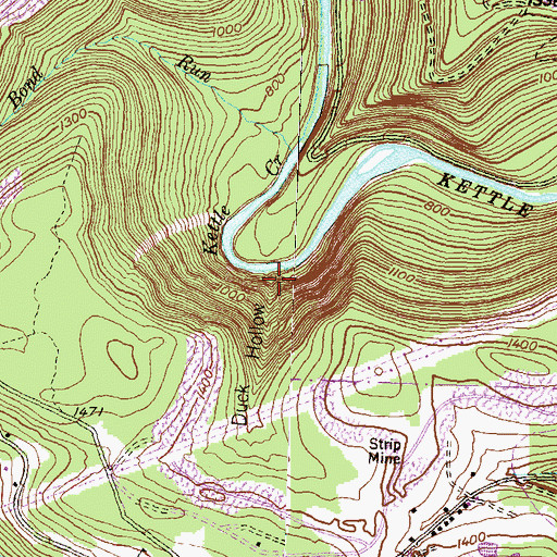 Topographic Map of Duck Hollow, PA