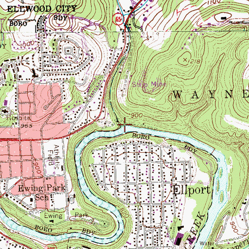 Topographic Map of Duck Run, PA