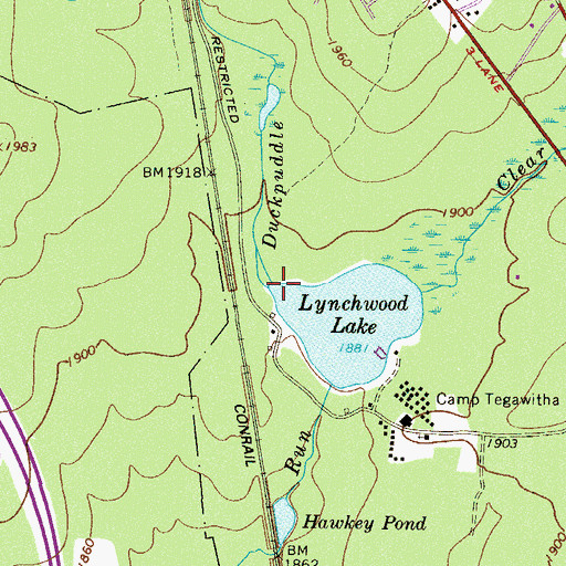 Topographic Map of Duckpuddle Run, PA