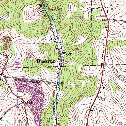 Topographic Map of Duckrun, PA