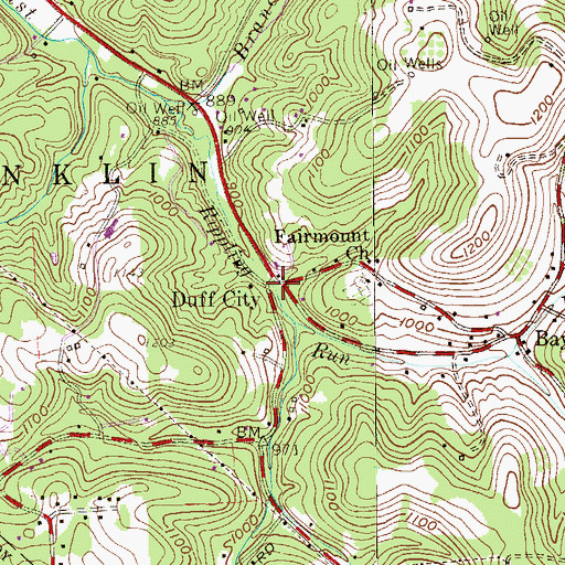 Topographic Map of Duff City, PA