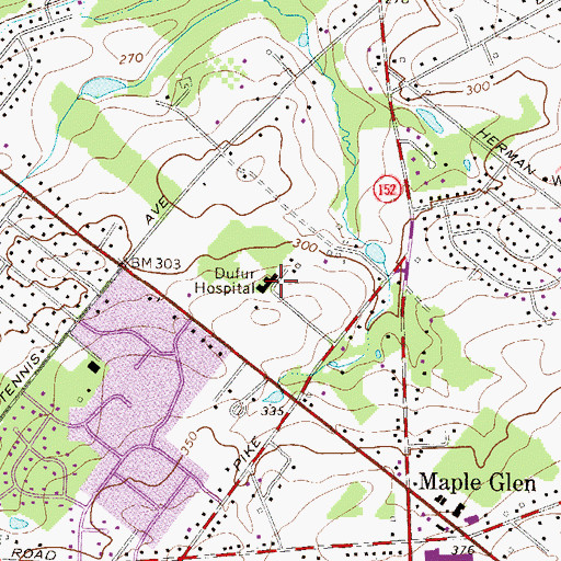 Topographic Map of Dufur Hospital, PA
