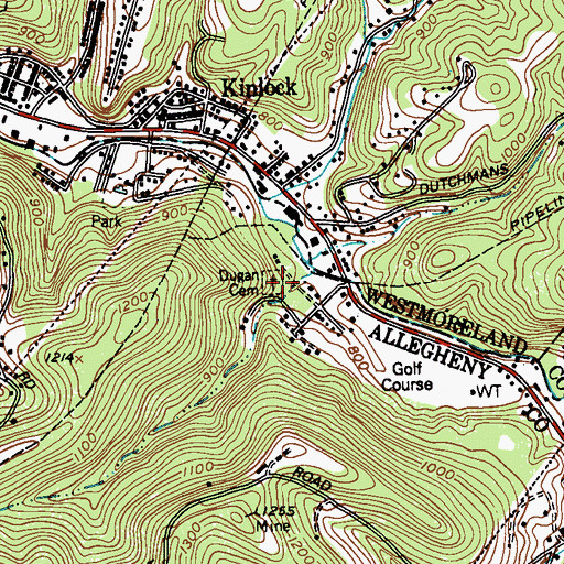 Topographic Map of Dugan Cemetery, PA