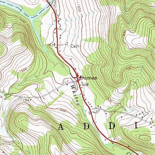 Topographic Map of Dumas, PA