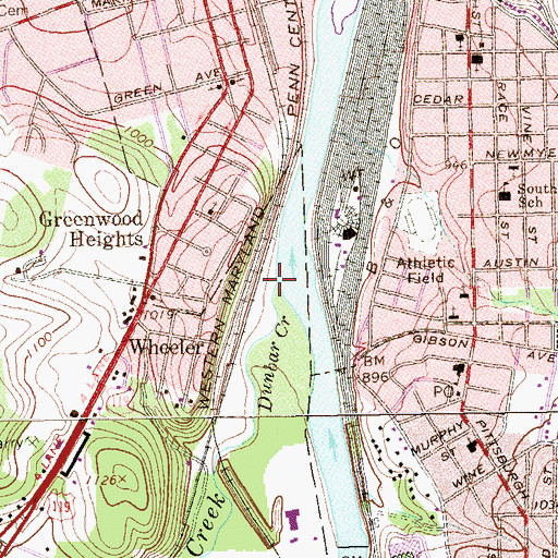 Topographic Map of Dunbar Creek, PA