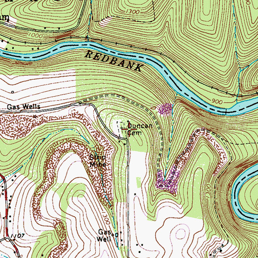 Topographic Map of Duncan Cemetery, PA