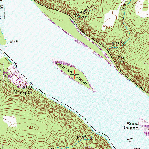 Topographic Map of Duncan Island, PA