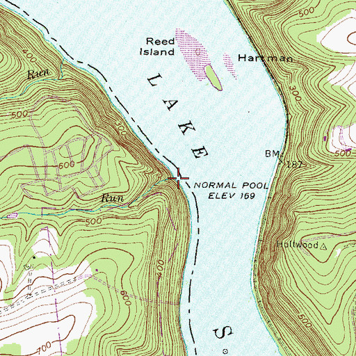 Topographic Map of Duncan Run, PA