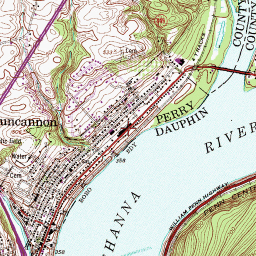 Topographic Map of Duncannon, PA