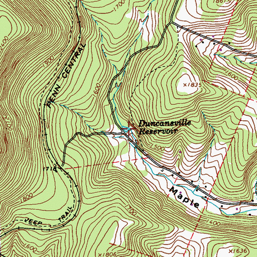 Topographic Map of Duncansville Reservoir, PA