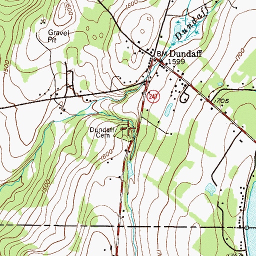 Topographic Map of Dundaff Cemetery, PA