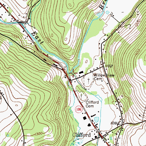 Topographic Map of Dundaff Creek, PA