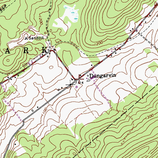 Topographic Map of Dungarvin, PA