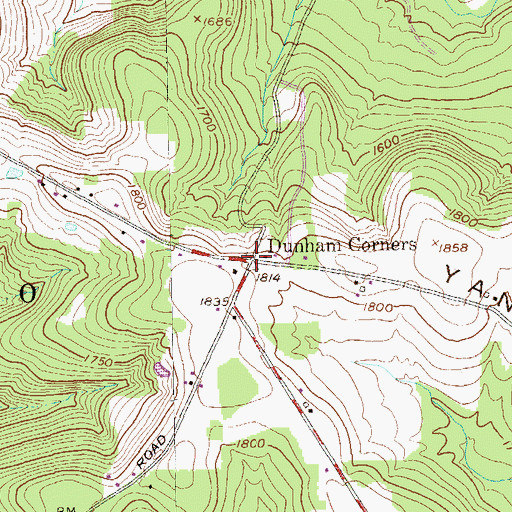 Topographic Map of Dunham Corners, PA