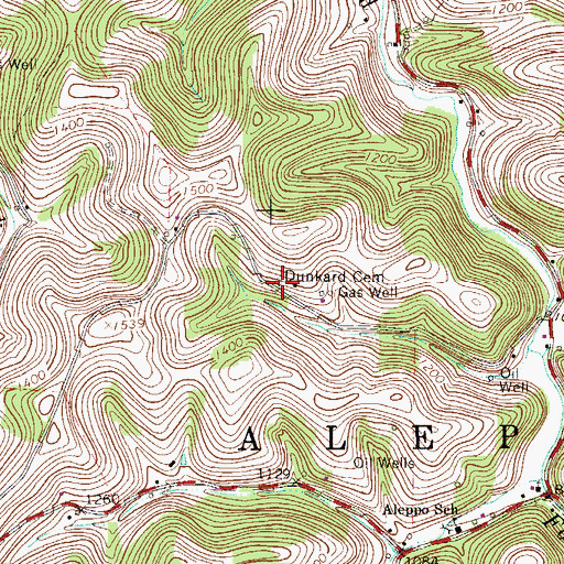 Topographic Map of Dunkard Cemetery, PA