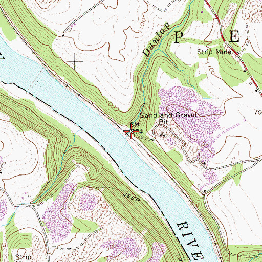 Topographic Map of Dunlap Creek, PA