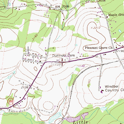 Topographic Map of Dunmyer Cemetery, PA