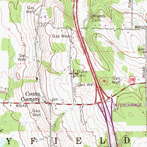 Topographic Map of Dunn Cemetery, PA