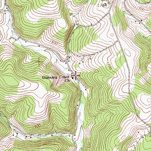 Topographic Map of Dunning Creek Church, PA