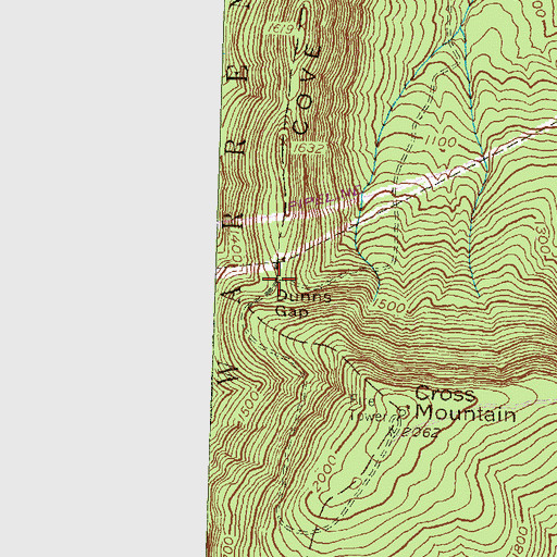 Topographic Map of Dunns Gap, PA