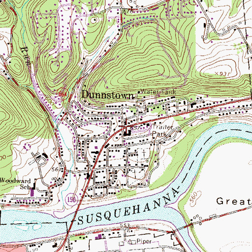 Topographic Map of Dunnstown, PA