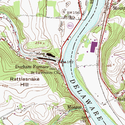 Topographic Map of Durham Furnace, PA
