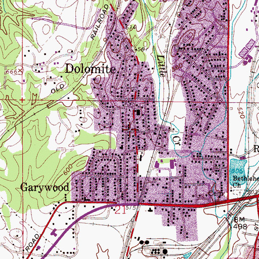 Topographic Map of Dolomite, AL