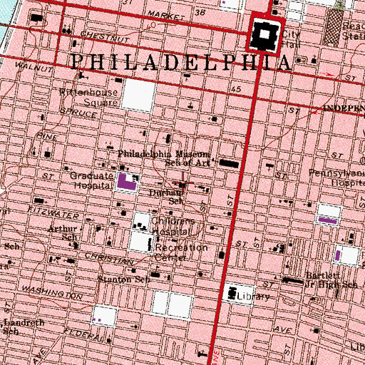 Topographic Map of Durham School, PA