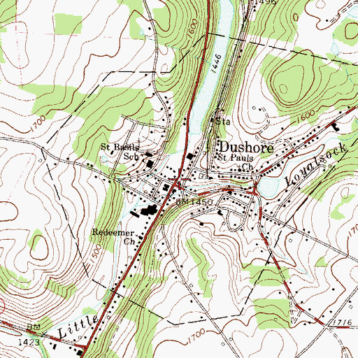 Topographic Map of Dushore, PA