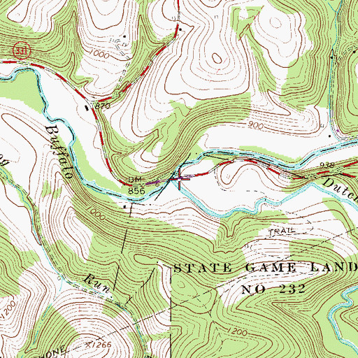 Topographic Map of Dutch Fork, PA
