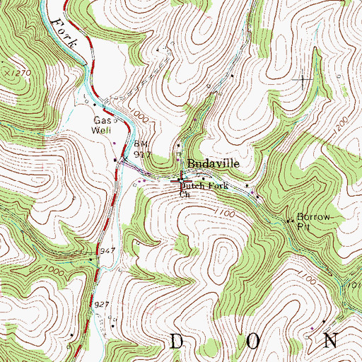 Topographic Map of Dutch Fork Church, PA
