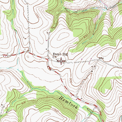 Topographic Map of Dutch Hill Church, PA