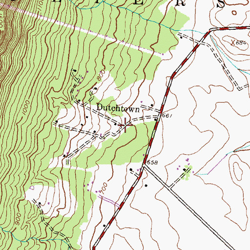 Topographic Map of Dutchtown, PA