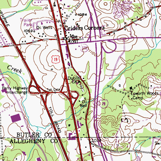 Topographic Map of Dutilh Church, PA