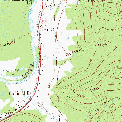 Topographic Map of Dutton Hollow, PA