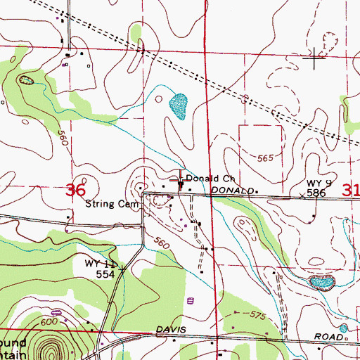 Topographic Map of Donald Church, AL