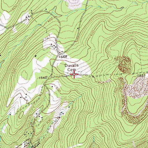 Topographic Map of Duvalls Cemetery, PA