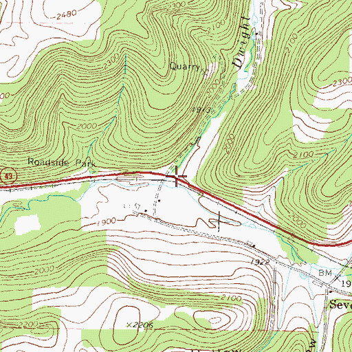 Topographic Map of Dwight Creek, PA