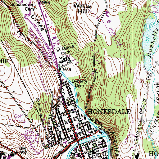 Topographic Map of Dyberry Cemetery, PA