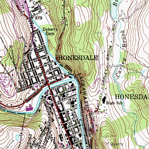 Topographic Map of Dyberry Creek, PA