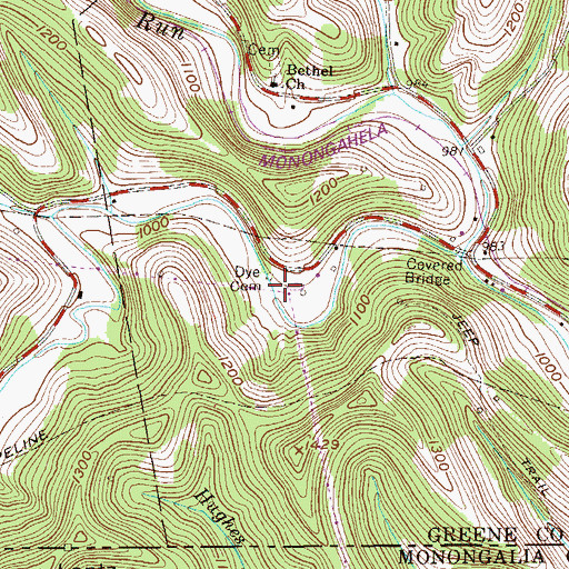 Topographic Map of Dye Cemetery, PA