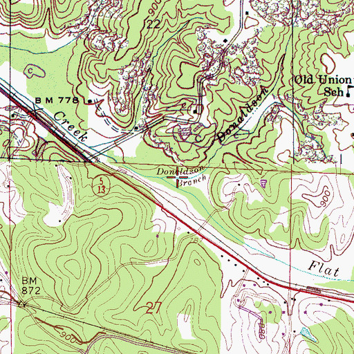 Topographic Map of Donaldson Branch, AL
