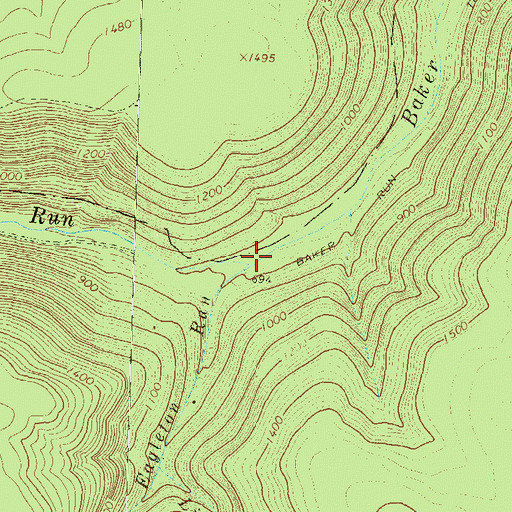 Topographic Map of Eagleton Run, PA