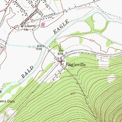Topographic Map of Eagleville, PA