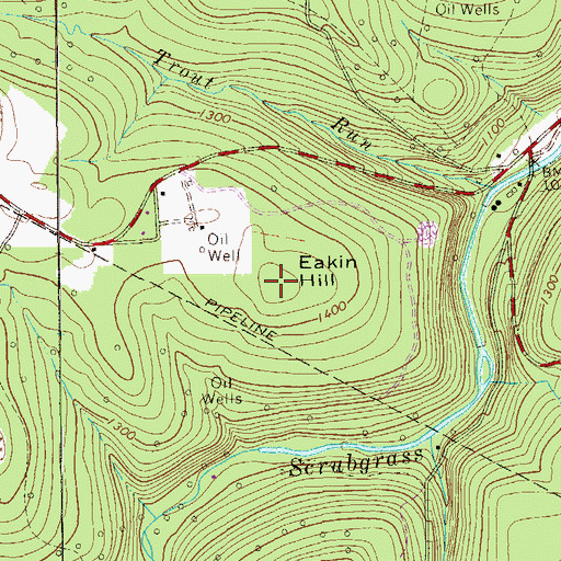 Topographic Map of Eakin Hill, PA