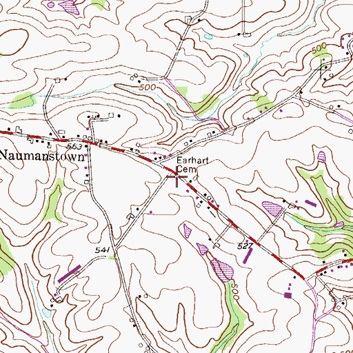 Topographic Map of Earhart Cemetery, PA