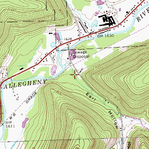 Topographic Map of Earl Hollow, PA