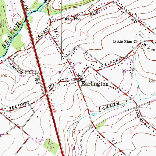 Topographic Map of Earlington, PA