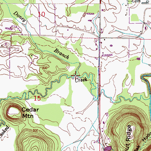 Topographic Map of Doney Branch, AL
